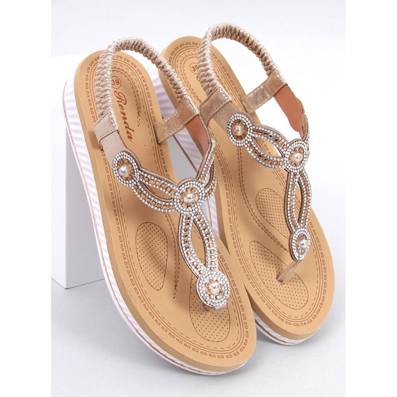 Sandali infradito con zirconi Harani Gold d'oro 1