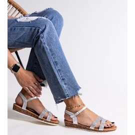 Sandali zeppa bassa Saila argento d'argento 1