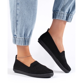 Slip-on da donna in tessuto nero 1
