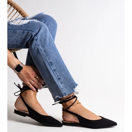 Ballerine nere stringate Leaia con tacco aperto nero 1
