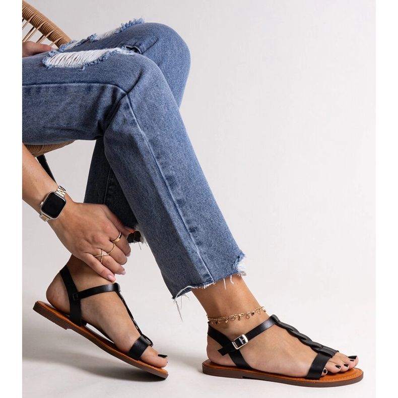 Sandali flat colore nero amaranto 1