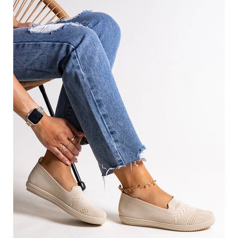 Sneaker slip-on Shadhi in tessuto beige 1