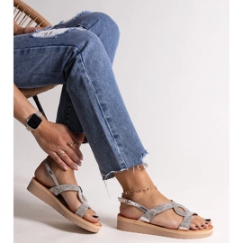 Sandali platform argento con strass Mifsa 1