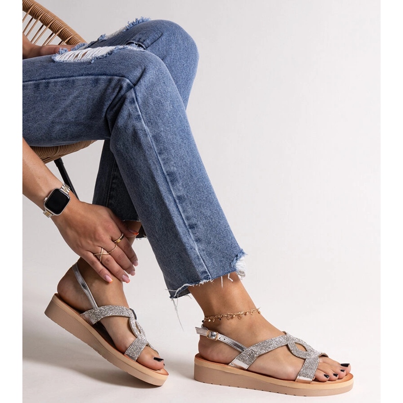 Sandali platform argento con strass Mifsa d'argento 1