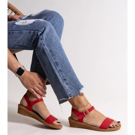 Sandali rossi realizzati in ecopelle Makdaka rosso 1