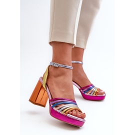 S.Barski Sandali da donna con tacco alto D&amp;A CR920 Multicolor viola 2