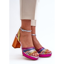 S.Barski Sandali da donna con tacco alto D&amp;A CR920 Multicolor viola 1