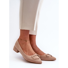 Décolleté Tacco Basso Con Decorazione Eco Camoscio S.Barski KV27-034 Beige 1