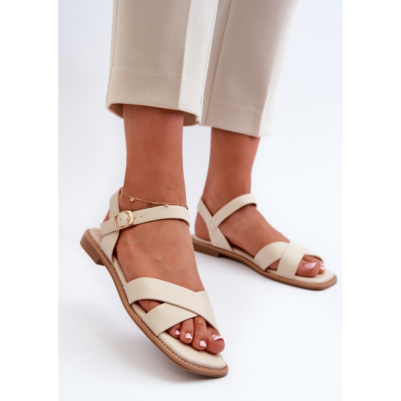 Sandali Bassi da Donna In Ecopelle S.Barski KV27-003 Beige 2