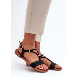 Sandali Bassi Con Cinturini da Donna S.Barski KV27-010 Neri nero 1