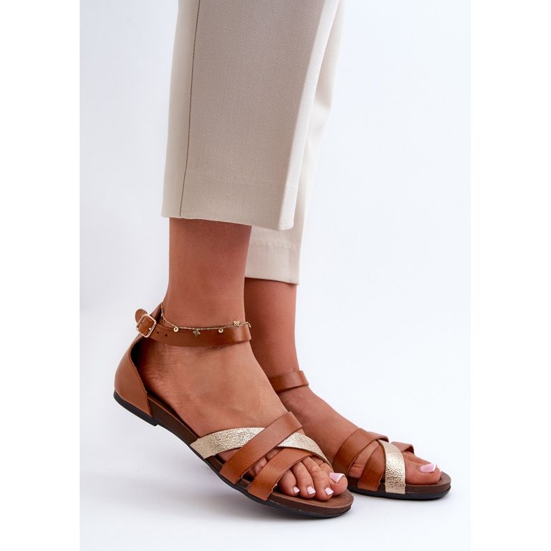 Zazoo 40225 Sandali piatti in pelle marrone 1