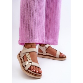 Zazoo 50103 Sandali in pelle da donna con plateau, Beige 2