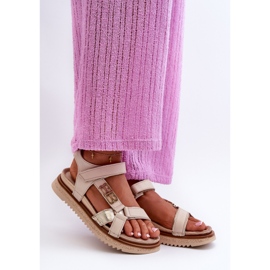 Zazoo 50103 Sandali in pelle da donna con plateau, Beige 1