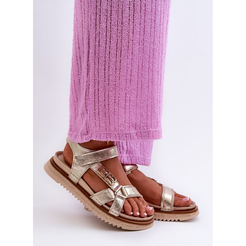 Zazoo 50103 Sandali in pelle da donna con plateau, Oro d'oro 1