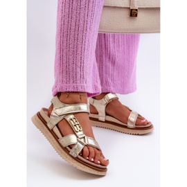 Zazoo 50103 Sandali in pelle da donna con plateau, Oro d'oro 2
