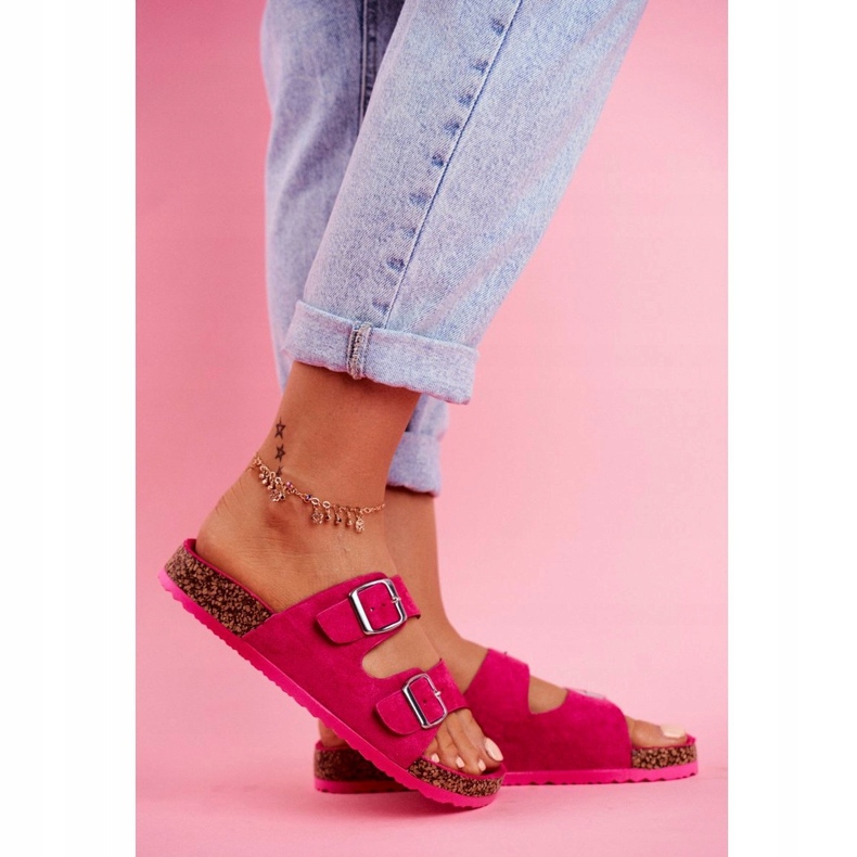 EVE Ciabatte Da Donna In Sughero Con Fibbie Fucsia Si Senor rosa 3