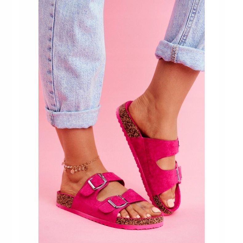EVE Ciabatte Da Donna In Sughero Con Fibbie Fucsia Si Senor rosa 1