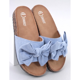 Keitas Pantofole in sughero blu con fiocco 1