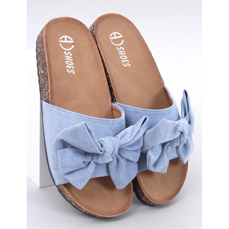 Keitas Pantofole in sughero blu con fiocco 1