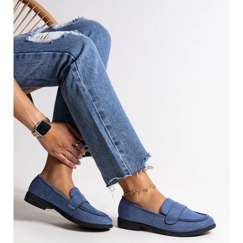 Mocassini Mogha strass blu 1