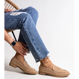 Mocassini marroni con strass di Mogha beige 1