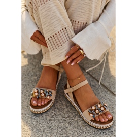 Sandali Da Donna Su Zeppa E Plateau Con Decori S.Barski HY056 Beige 2
