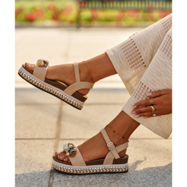Sandali Da Donna Su Zeppa E Plateau Con Decori S.Barski HY056 Beige 1