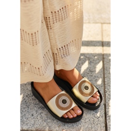 Infradito da Donna in Pelle Con Decorazione S.Barski KV27-019 Oro d'oro 1