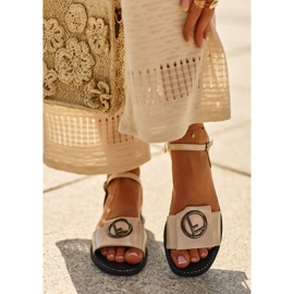 Sandali Da Donna Con Decorazione S.Barski KV27-045 Oro d'oro 2