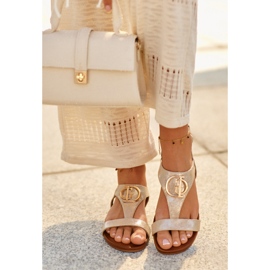 Sandali Bassi Con Decorazione S.Barski KV27-051 Oro da Donna d'oro 2