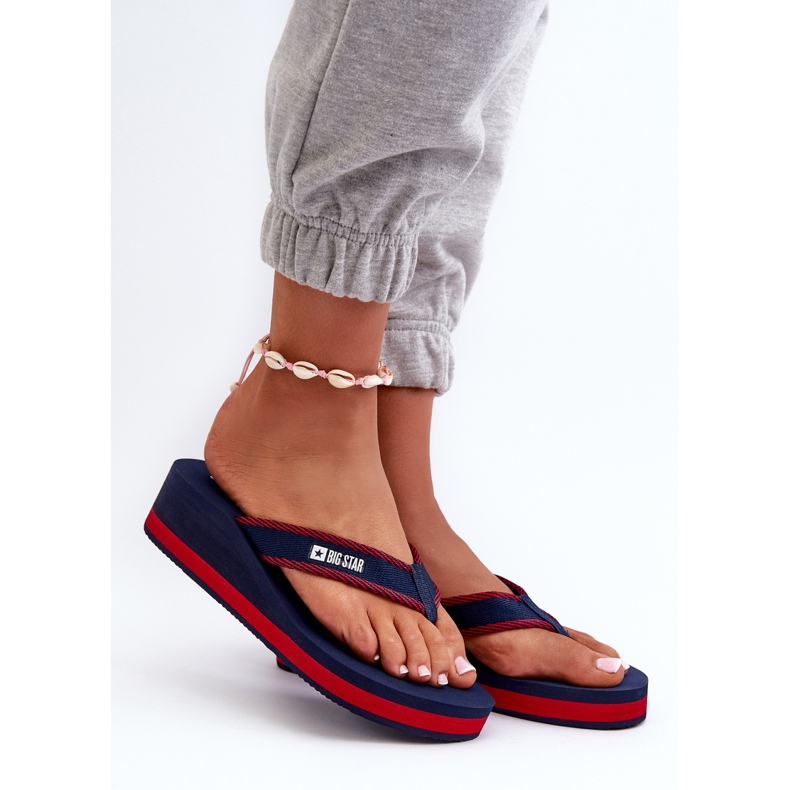 Infradito con zeppa da donna Big Star NN274A725 Blu navy 1