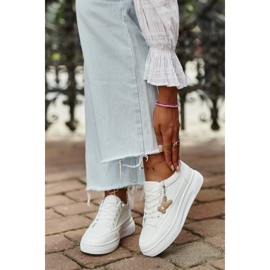 Scarpe Sneakers Sportive da Donna Su Plateau Con Decorazione, Bianco Vinceza 13613 1