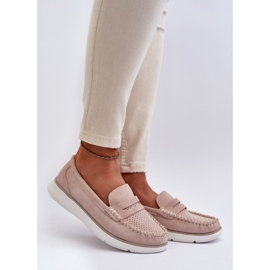 Sergio Leone SP012 Mocassini in camoscio beige con plateau 1