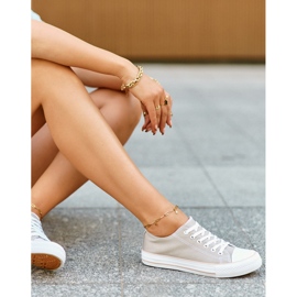 Sneakers basse classiche in materiale da donna Beige scuro Lennabella 2