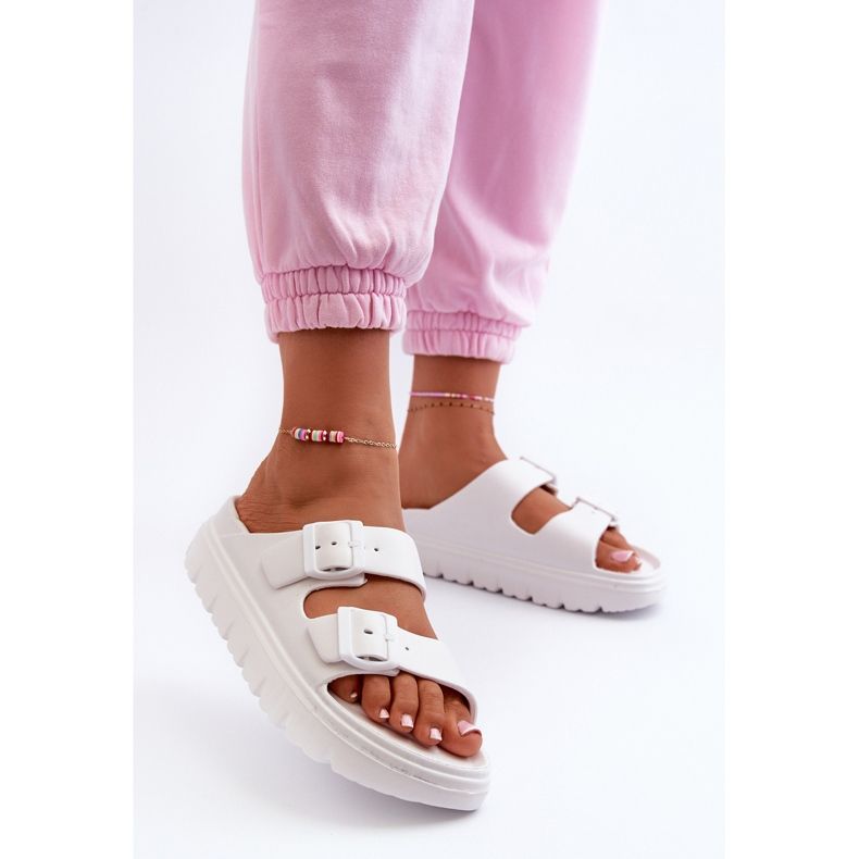 Infradito in schiuma da donna con plateau Bianco Melorea bianca 2
