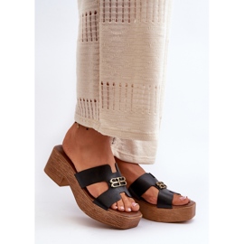 Zazoo 40412 Infradito da Donna Eleganti in Pelle con Decorazione Oro, Nero 1