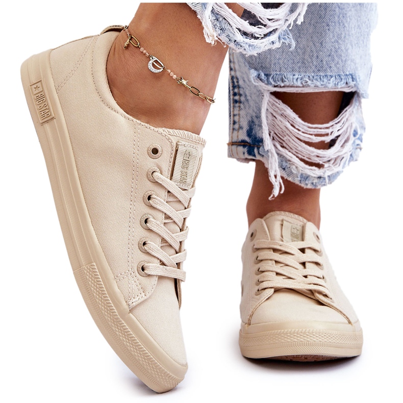 Sneakers basse lisce da donna Big Star LL274061 Beige 4