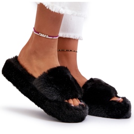 Pantofole in pelliccia da donna nere Stepia nero 4
