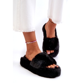 Pantofole in pelliccia da donna nere Stepia nero 1