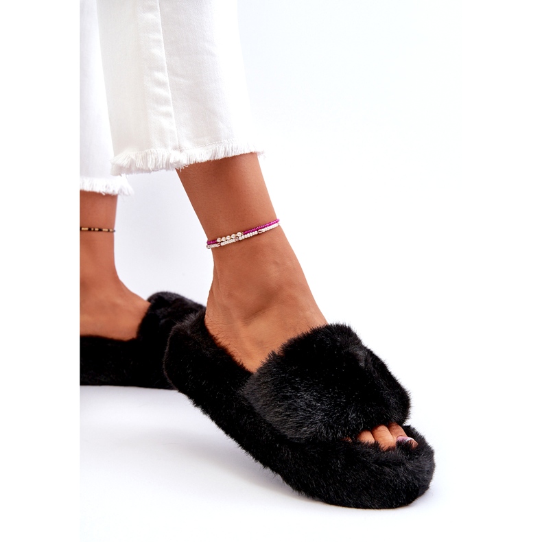 Pantofole in pelliccia da donna nere Stepia nero 2