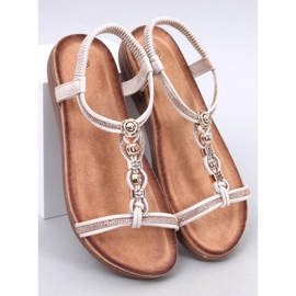 Sandali decorati con zirconi Isabey Beige 1