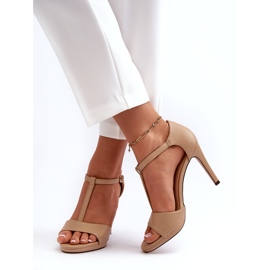 Sandali Da Donna Con Tacco Alto Realizzati In Eco Pelle Vinceza Beige 3
