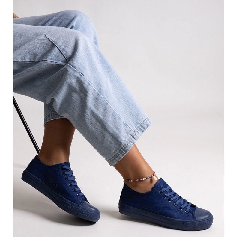 Scarpe da ginnastica in denim color nudo blu 1