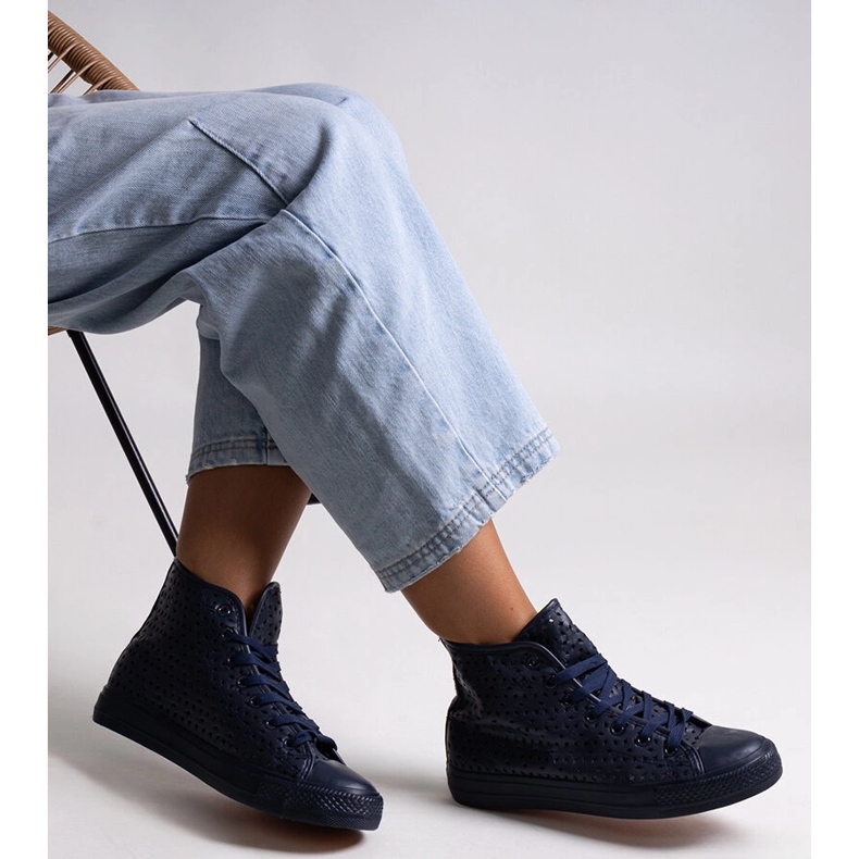 Bez marki Sneakers alte traforate blu navy di Shima 1