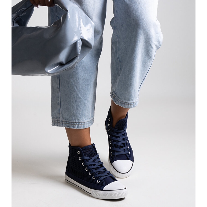 Bez marki Sneakers alte traforate blu navy di Madala 1