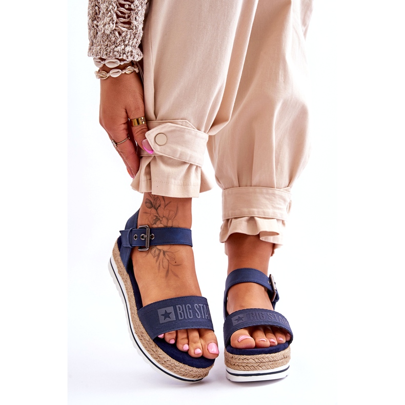 Sandali con plateau Big Star comodi da donna LL274869 blu navy 1