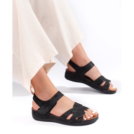 Sandali da donna di colore azzurro con zeppa bassa blu 2