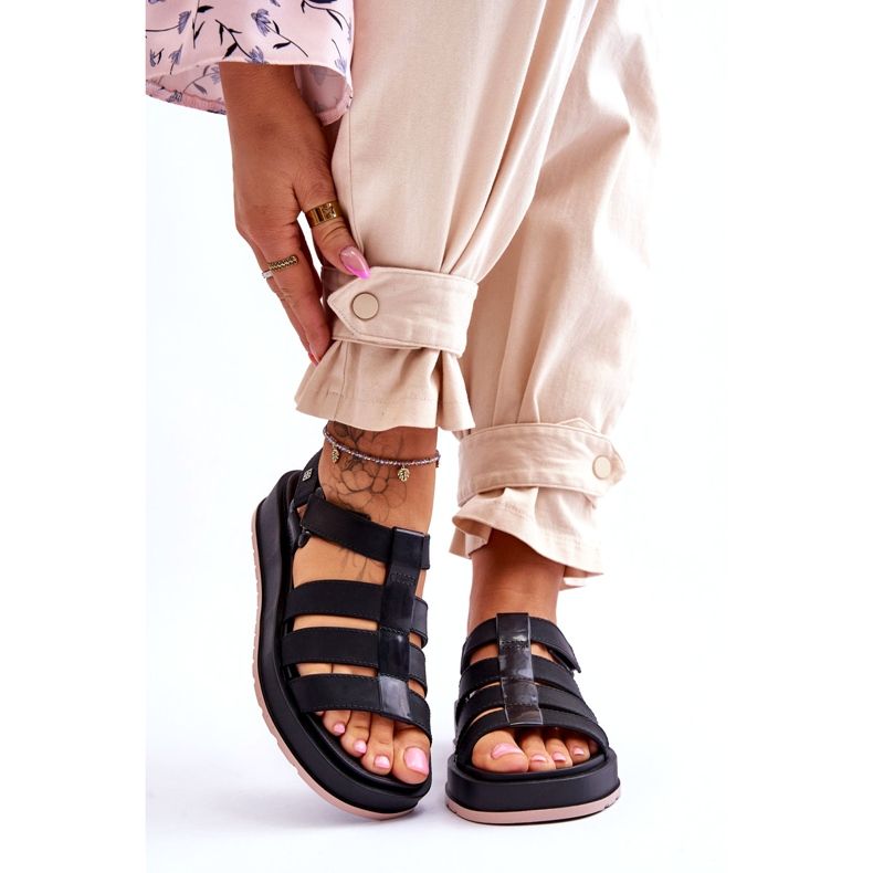 Sandali vegani con velcro da donna ZAXY JJ285017 nero 1