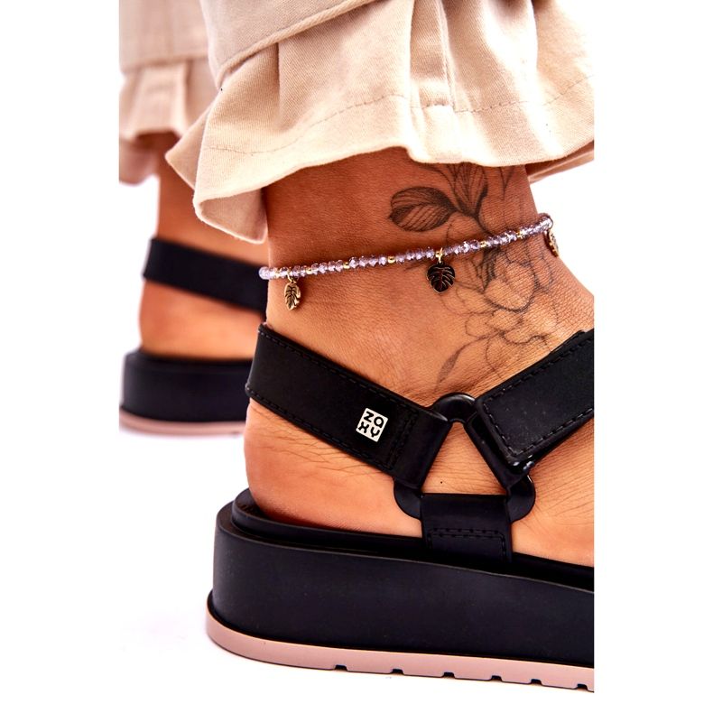 Sandali vegani con velcro da donna ZAXY JJ285017 nero 3