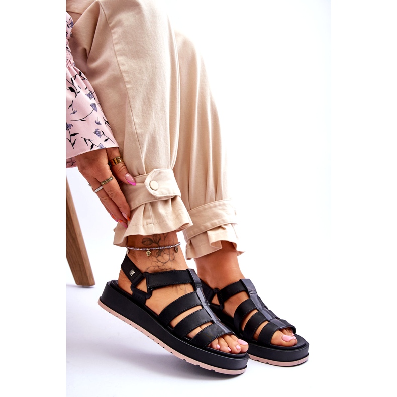 Sandali vegani con velcro da donna ZAXY JJ285017 nero 4
